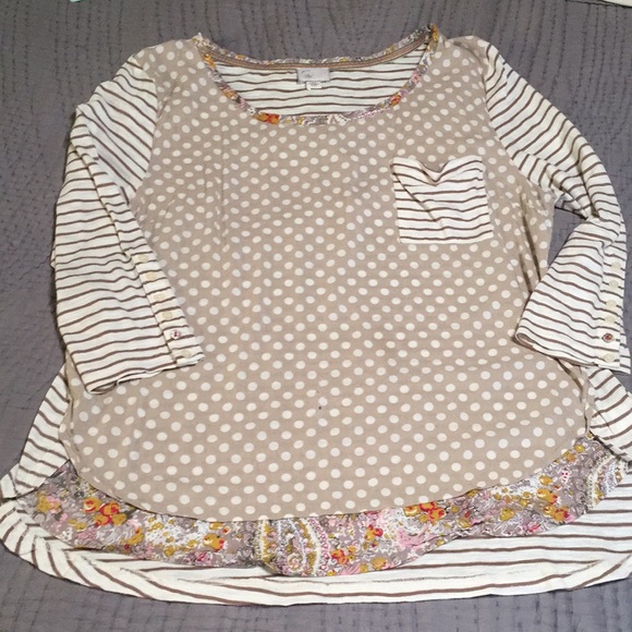 Anthropologie Tops - Postmark Anthropologie Stripe Dot Floral Top XL